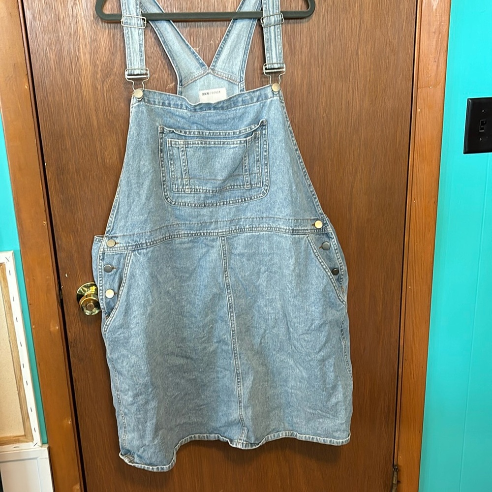 ASOS Curve Plus size light wash denim overalls dress